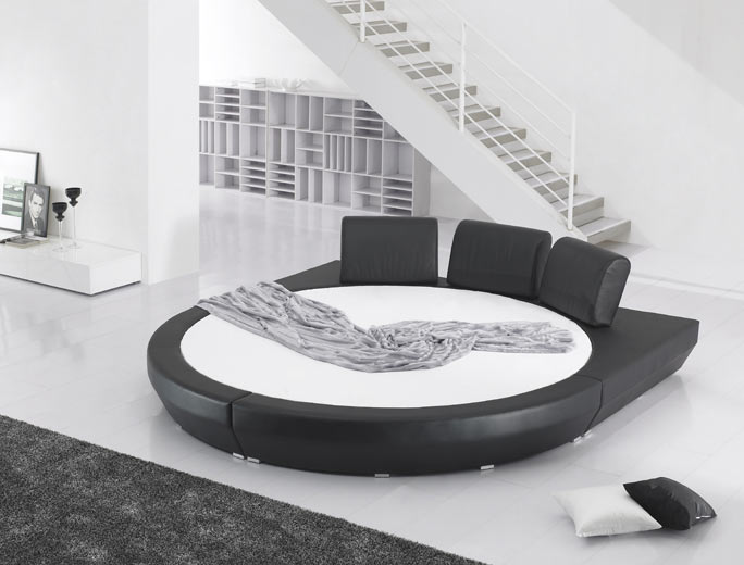 Rundbett Wasserbett schwarz