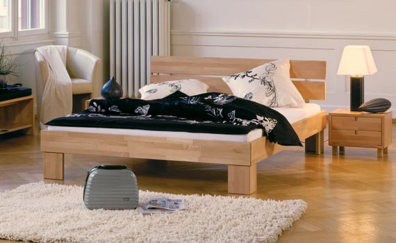 Massivholz Bett Buche Massa + Kopfteil Duo