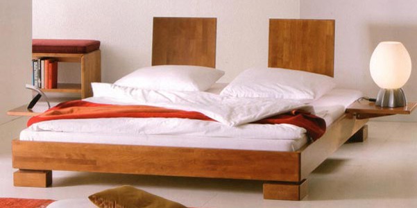 Massivholz Bett Buche Modell Tida + Kopfteil Evia