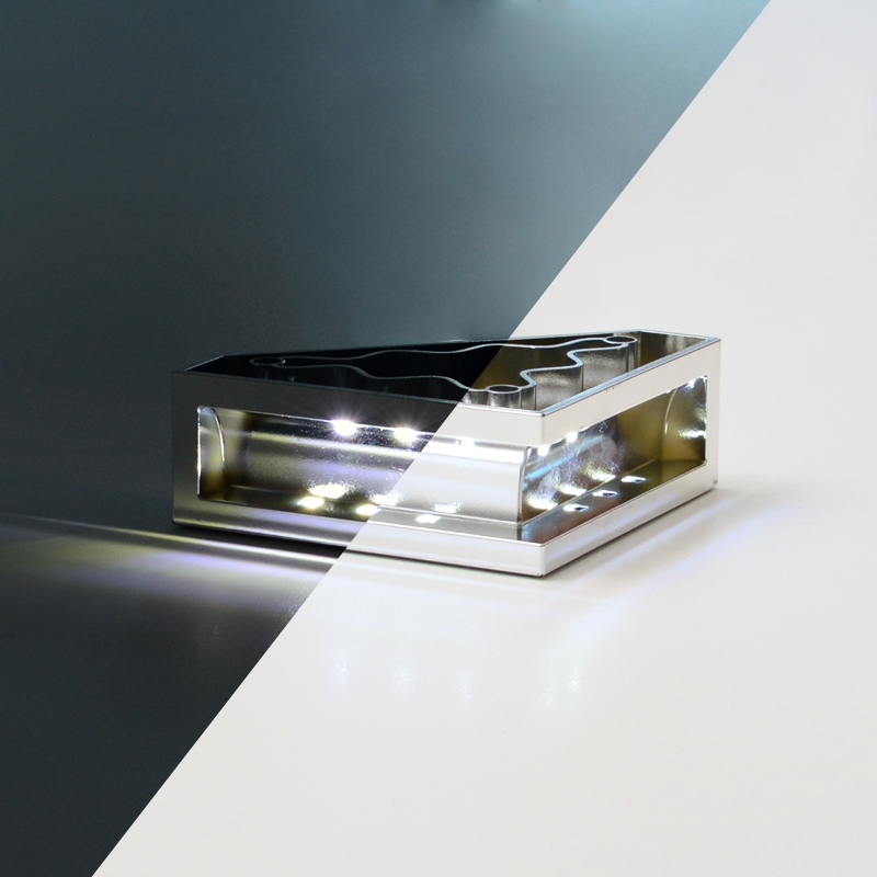 6x Fuß Luxus LED, Chrom-Optik mit LED-Beleuchtung