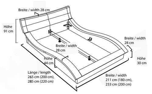 Rialto Wasserbetten Abmessungen