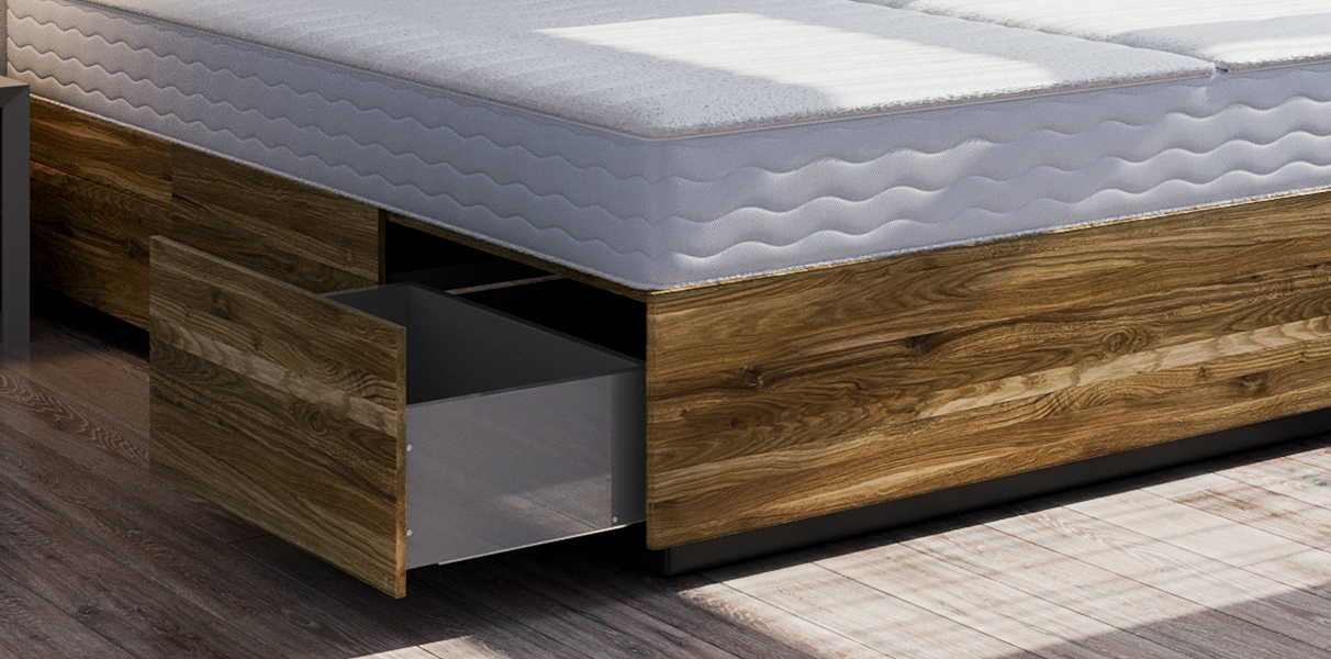 Wasserbett mit 6 gro�en Massivholz-Schubladen in Boxspringbett-O Abbildung 4