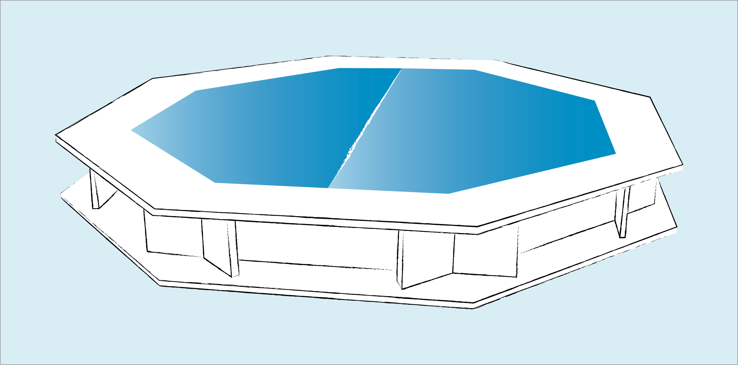 Achteckige (8-eckige) Hardside Wasserbett-Matratze dual Abbildung 2