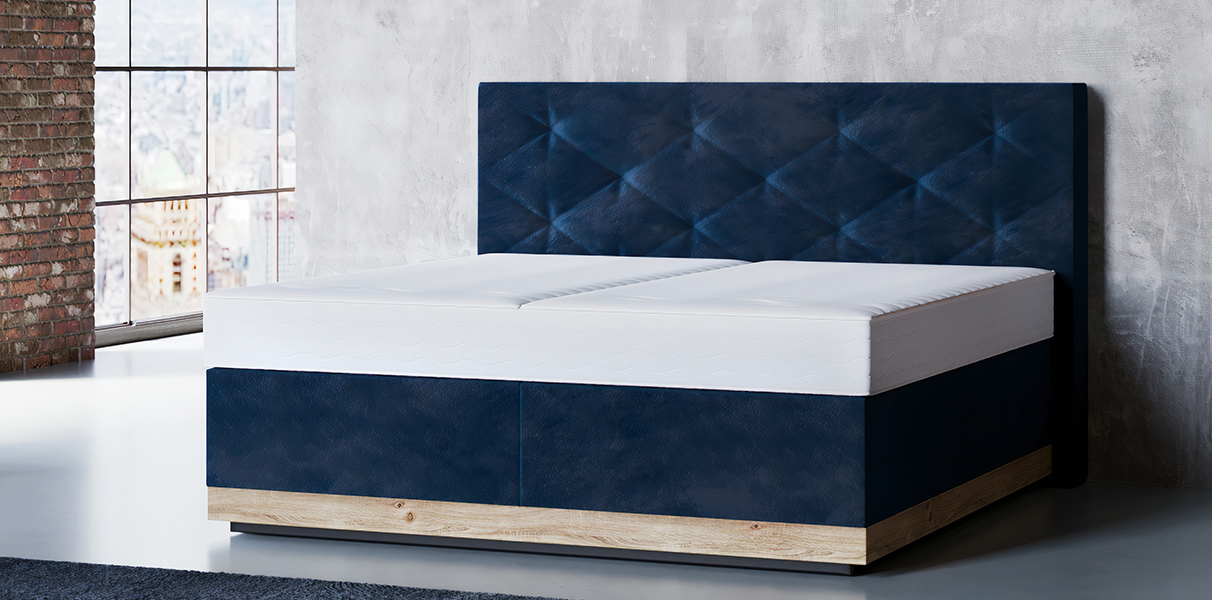 Wasserbett Tadeo in Boxspringbett-Optik mit Massivholz-Umrandung