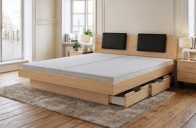 Wasserbett Winnora komplett mit Buche Massivholz-Bettrahmen, Schubladen und Kopfteil