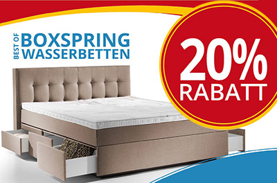 Wasserbett in Boxspringbett Optik mit groen Schubladen