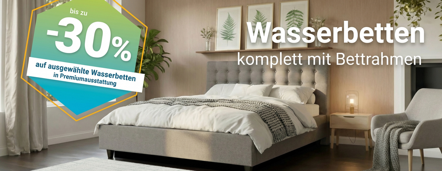 10% Rabatt auf alle Wasserbetten mit Bettrahmen
