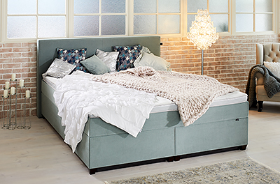 Boxspring-Wasserbett JOOP! Stoffbezug hell