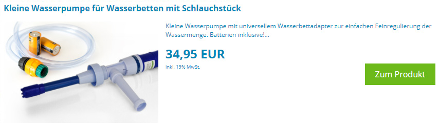 Wasserbett Pumpe ausleihen um das Wasserbett richtig entleeren und befüllen  zu können