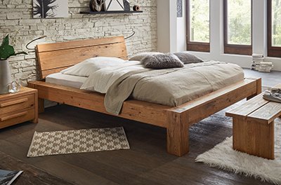 Wasserbett mit Oak-Wild Balkenbett, Kopfteil und Füßen