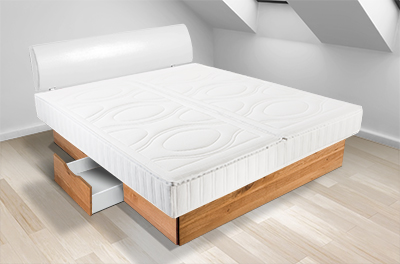 Dual Wasserbett Classic mit Massivholz Schubladenpodest