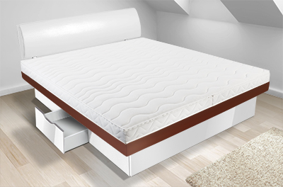 Dual Wasserbett Split mit Hochglanz Schubladenpodest