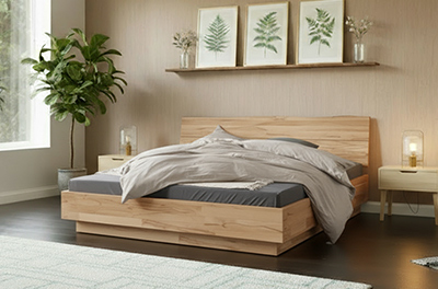Deal 4: Kernbuche Bettrahmen mit premium Wasserbett und 5 Kopfteilen zur Wahl