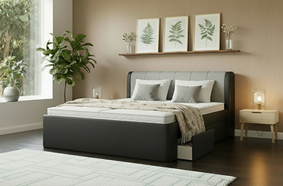 Deal 2: Premium Polster Wasserbett mit groen Schubladen in Stoff oder Kunstleder