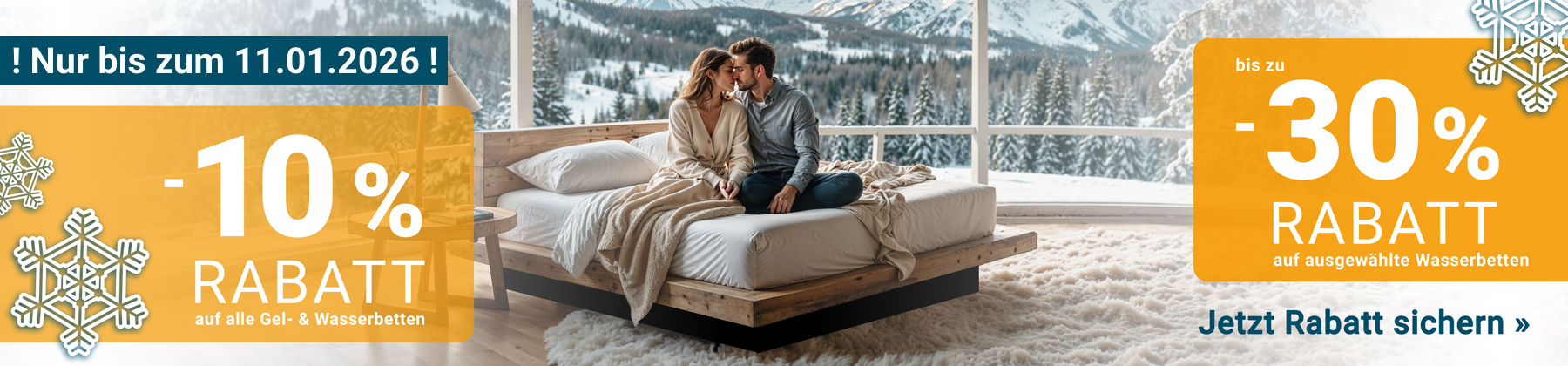 10-30% Rabatt auf Wasserbetten mit Bettrahmen