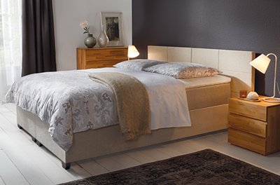 Boxspring-Wasserbett mit Opio 2L Wandpaneel