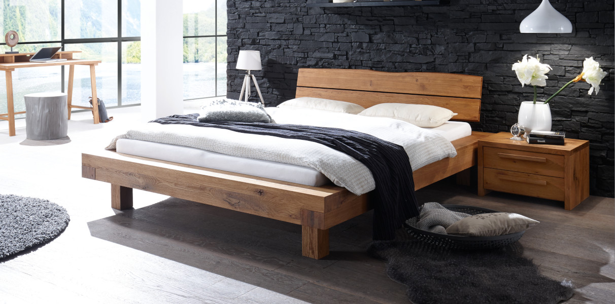 Massivholz Bett Massivholz Wasserbett Holzrahmen jetzt online kaufen ✓ schlicht und zeitlos ✓ rustikal und natürlich ✓ modern und gemütlich ✓ aus Buche, Eiche oder Bambus