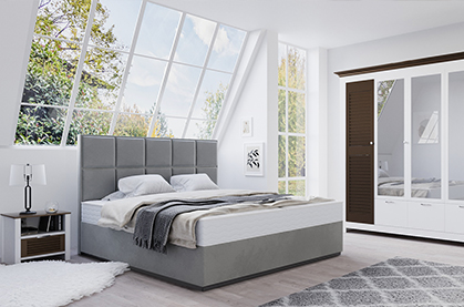 Wasserbett Chocolate in Boxspringbett-Optik Grau