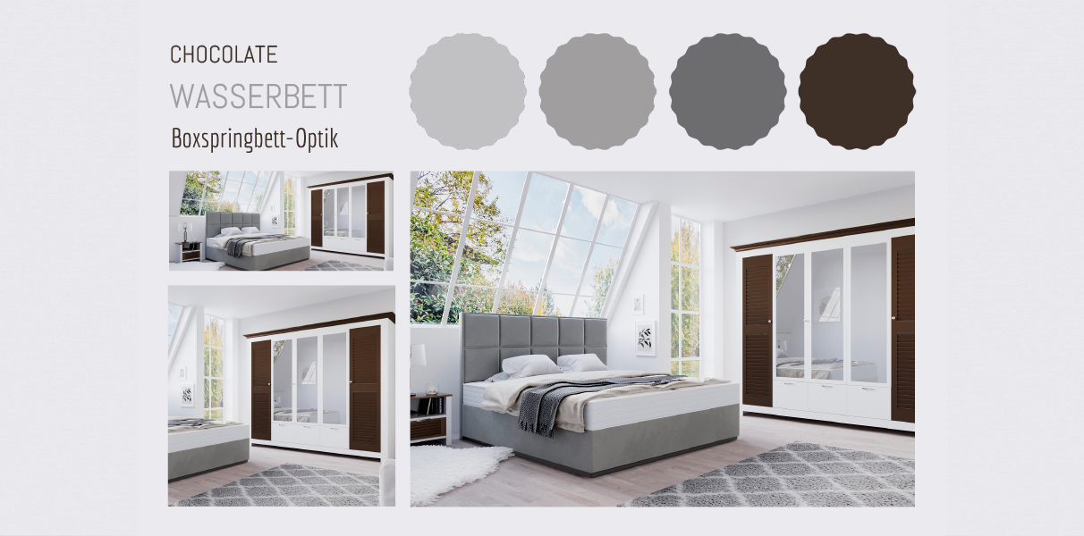 Wasserbett Chocolate in Boxspringbett-Optik grau Abbildung 2