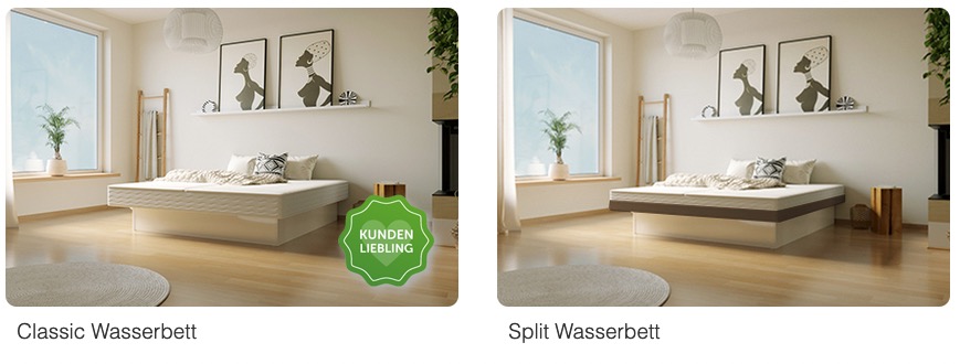 Klassische, freistehende Wasserbetten