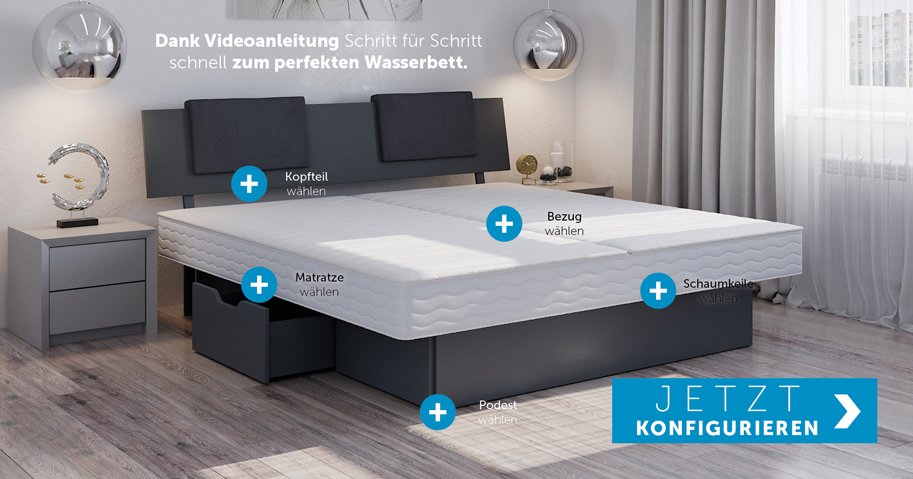 Nutzen Sie unseren Wasserbett Konfigurator um Ihr Wasserbett Schritt fr Schritt online zu gestalten