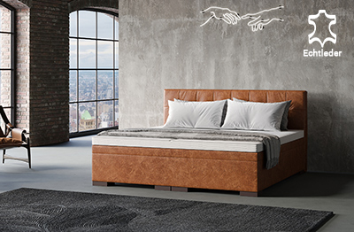 Echtleder Wasserbett Verona in Boxspringbett-Optik