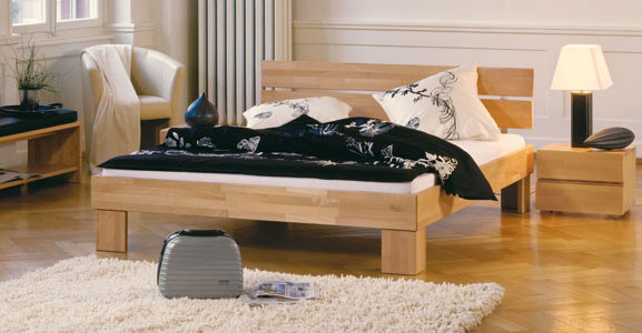 Woodline Premium Massivholz Buche Bettrahmen von Hasena 18 cm
