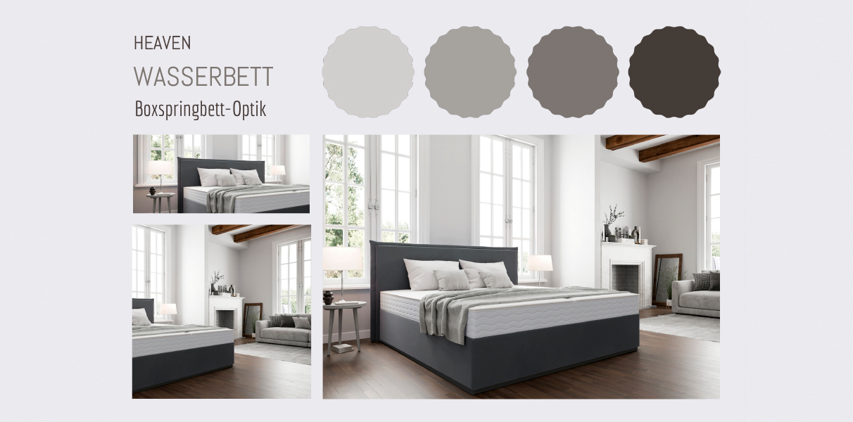 Wasserbett Heaven in Boxspringbett-Optik anthrazit Abbildung 2