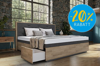 Deal 7: Premium Boxspring Wasserbett mit Massivholz Schubladen und Kopfteil