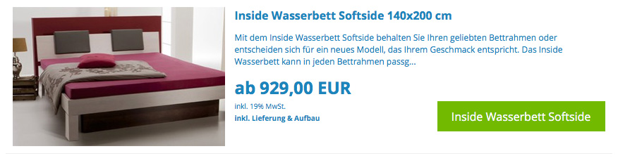 Softside Wasserbett Modell Inside