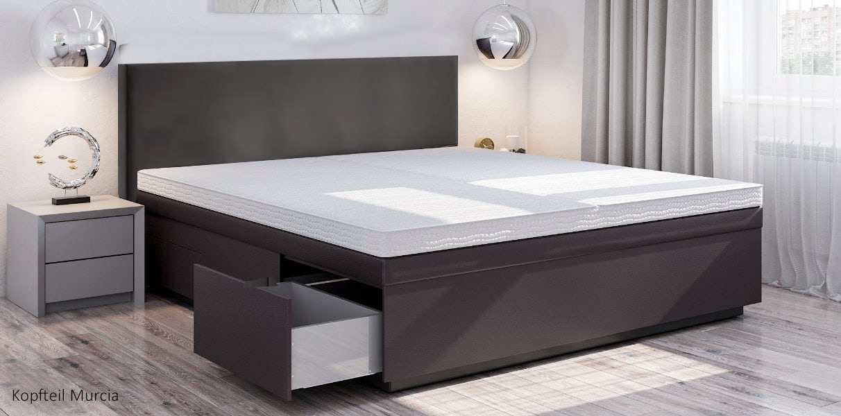 Wasserbett in Boxspringbett-Optik und 6 gro�en Schubladen
