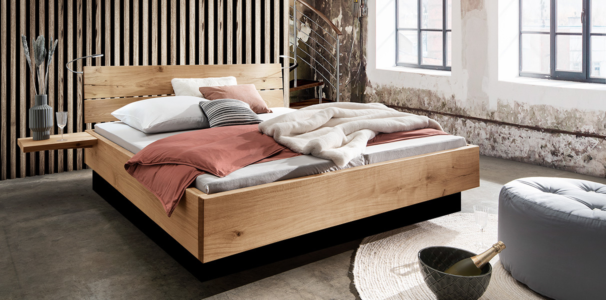 New York Gelbett mit Massivholz-Kopfteil