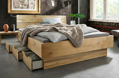 Wasserbett komplett mit Massivholz-Bettrahmen 