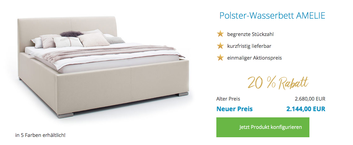 Aqua Comfort Polster Wasserbett Matteo