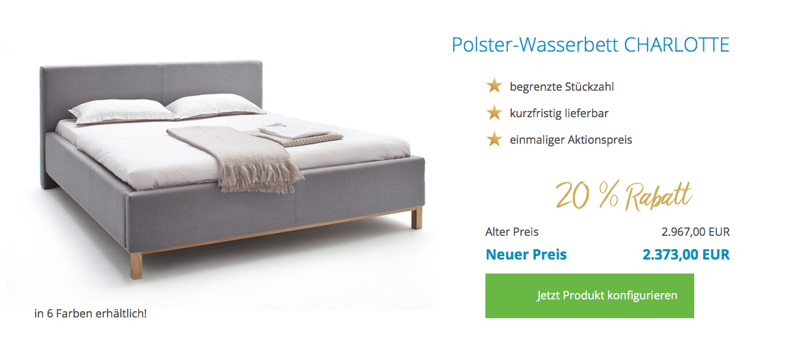 Aqua Comfort Polster Wasserbett Matteo