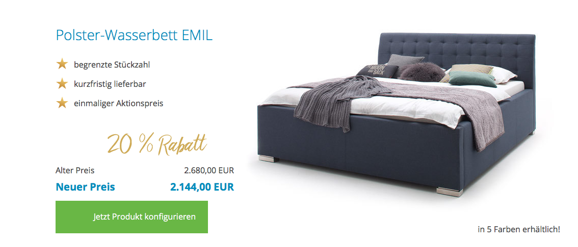 Aqua Comfort Polster Wasserbett Matteo