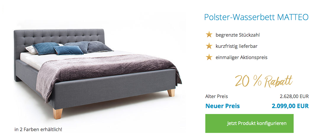 Aqua Comfort Polster Wasserbett Matteo