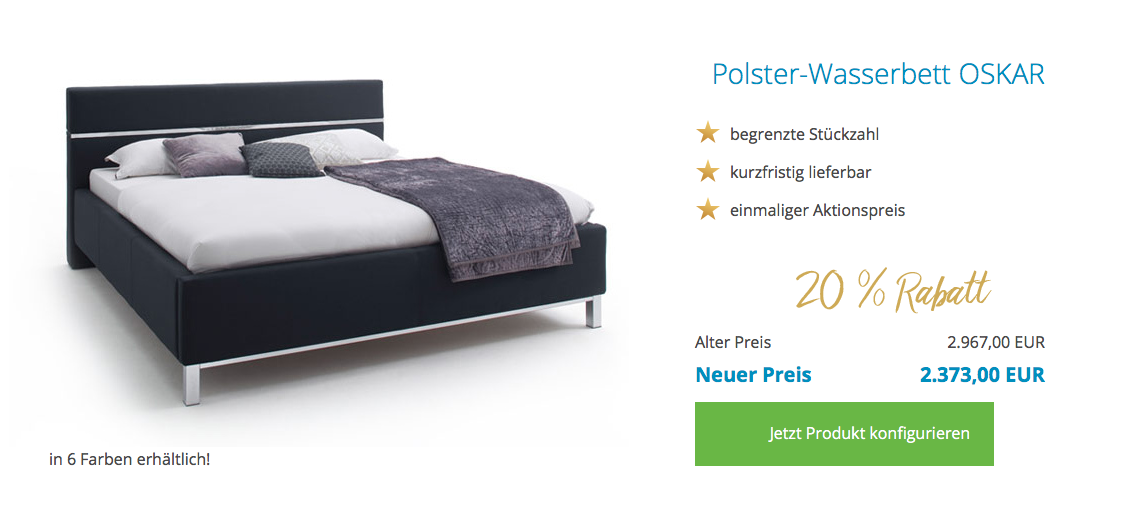 Aqua Comfort Polster Wasserbett Matteo
