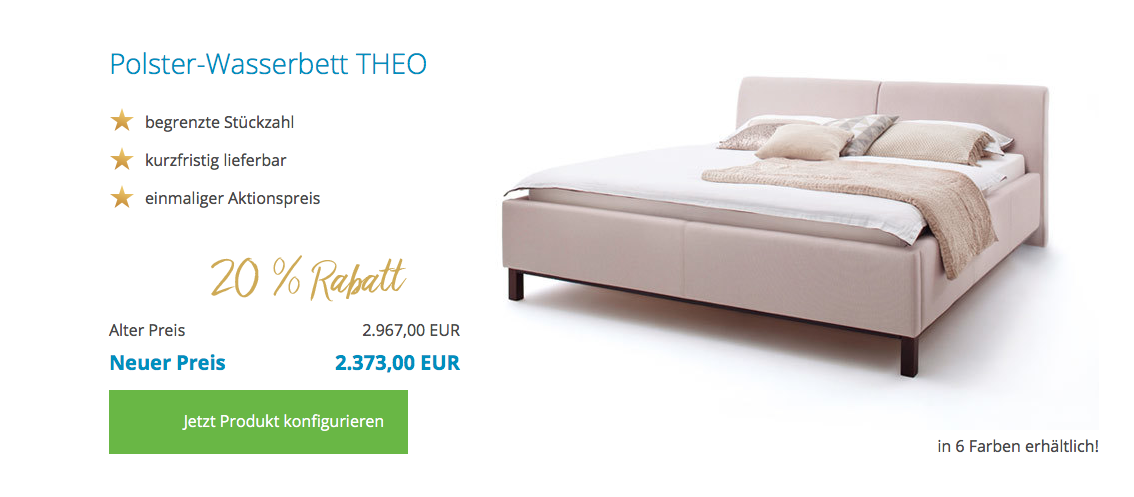 Aqua Comfort Polster Wasserbett Matteo