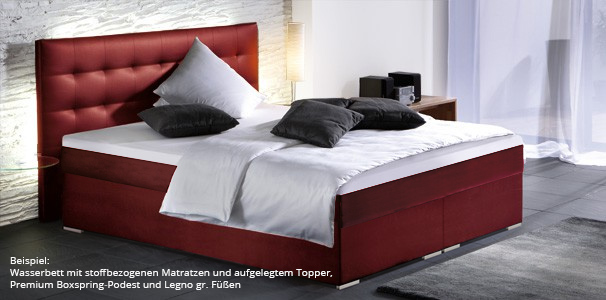 Wasserbett mit Boxspring-Podest und Sogno XL Wandpaneel Abbildung 1