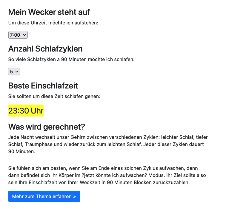 Beste Zeit Zum Aufstehen Rechner Schlafzyklus Rechner