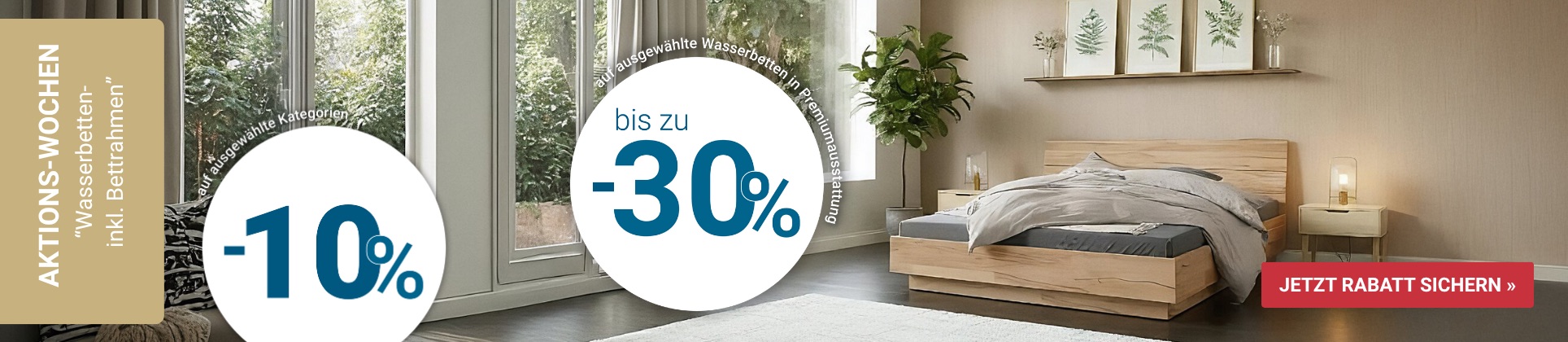 10-30% Rabatt auf Wasserbetten mit Bettrahmen