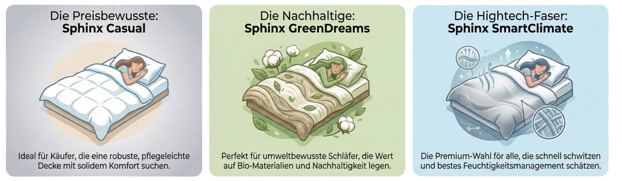 Sphinx 4-Jahreszeiten Bettdecken fr Wasserbetten im Vergleich