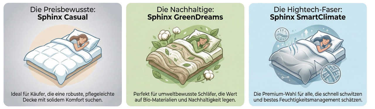 Sphinx 4-Jahreszeiten Bettdecken f�r Wasserbetten im Vergleich