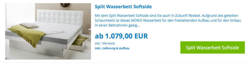 Softside Wasserbett Modell Split