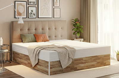 Wasserbett Hamburg mit Maxi-Podest aus Dekor- oder Massivholz