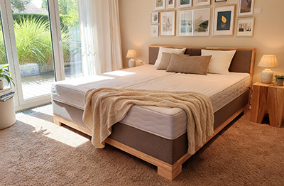 Wasserbett in Boxspringbett-Optik Alpin mit Massivholz-Umrandung