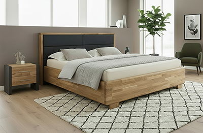 Wasserbett mit Malm� Bettrahmen Eiche oder Buche und Kopfteil
