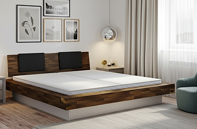 Wasserbett mit Massivholz Bettrahmen Factory line Bloc