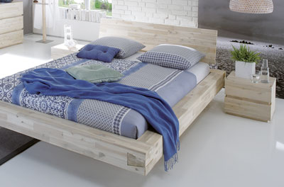 Wasserbett mit Massivholz Bettrahmen Coastline Fragmento und Varus Kopfteil